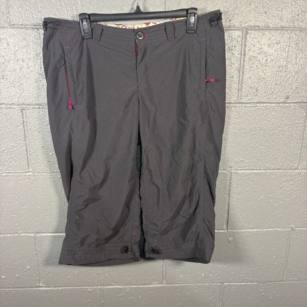 Eddie Bauer Capri Pants Women's 12 Gray Hiking Outdoor Nylon Cargo Shorts